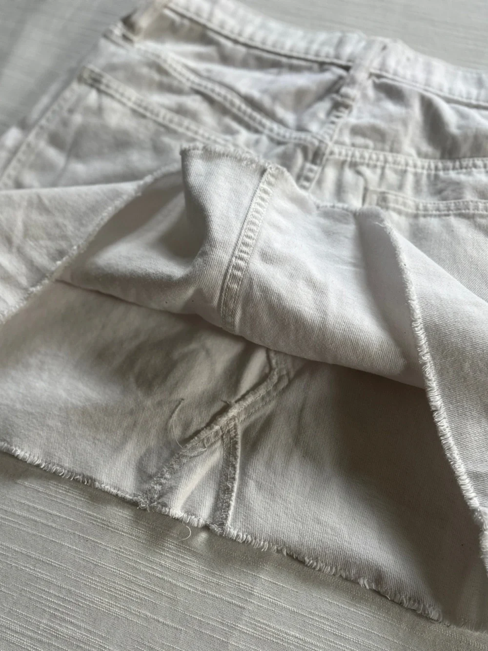 MADEWELL Button-Front White Denim Miniskirt | 30